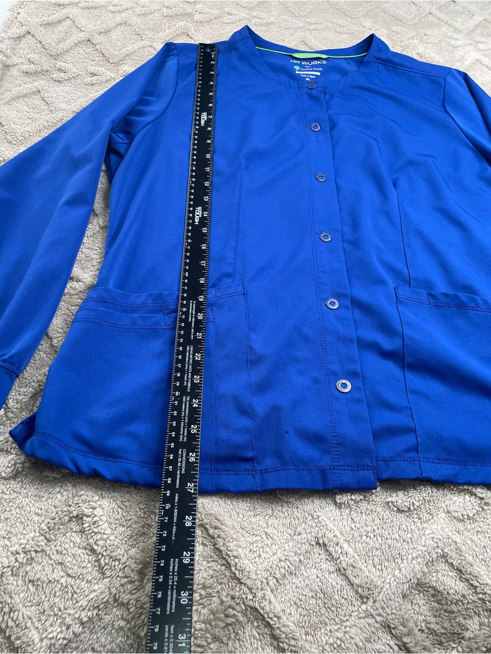 HH Works Women's Royal Blue Snap-Front Medical Jacket~ Sz XL - Picture 10 of 10